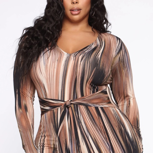 Fashion Nova Mind Of My Own Maxi Dress - Brown/Combo - Picture 6 of 11
